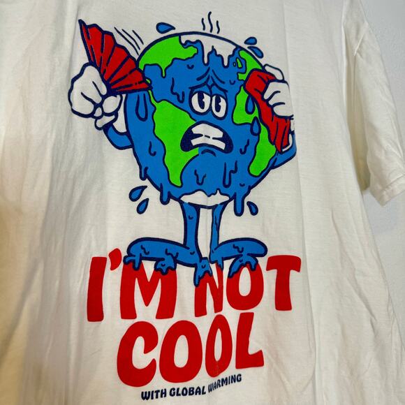 Threadless I'm Not Cool with Global Warming Earth Shirt Tee Mens Large - Picture 2 of 4